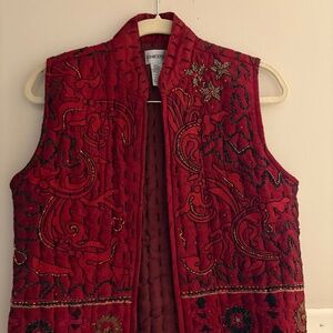 Chicos silk beaded red vest